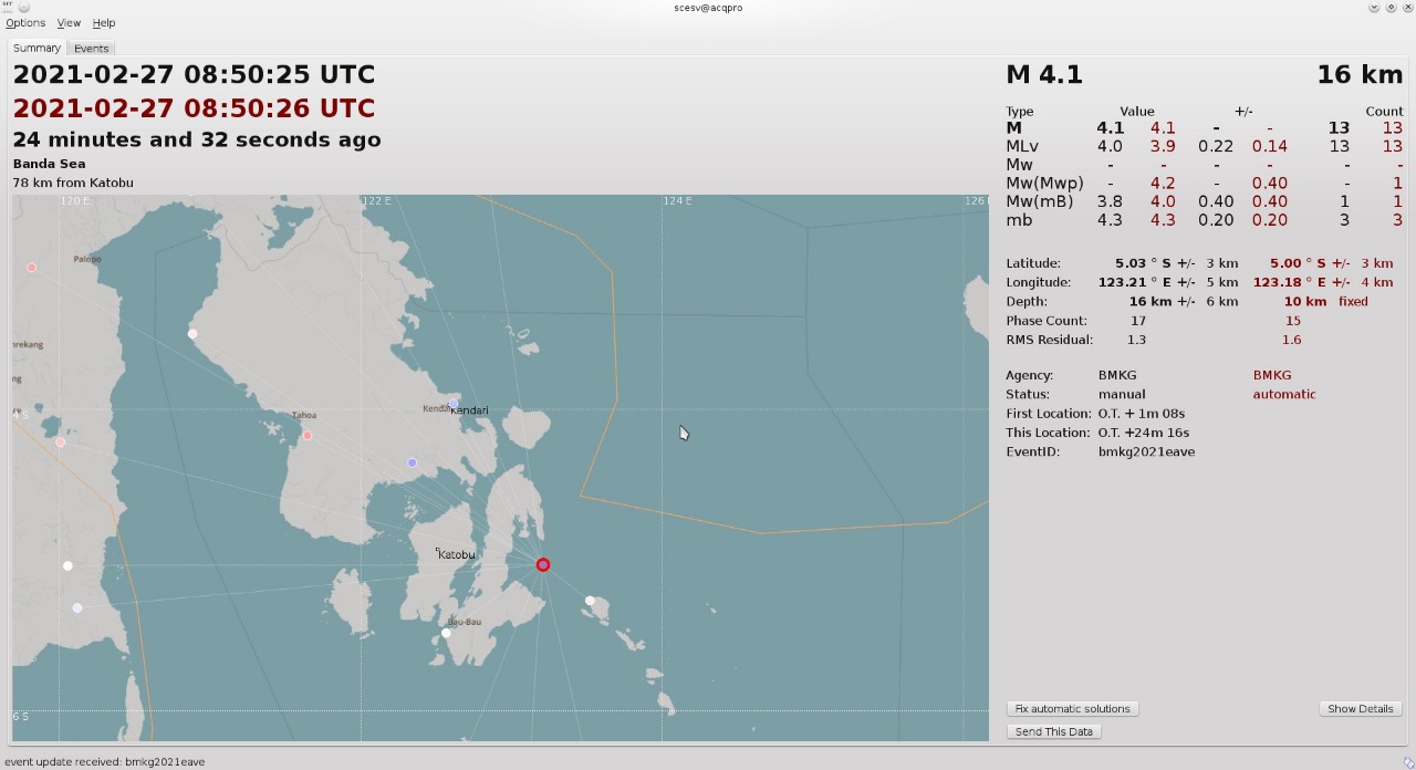 Gempa 4,1 SR Guncang Wilayah Buranga Butur