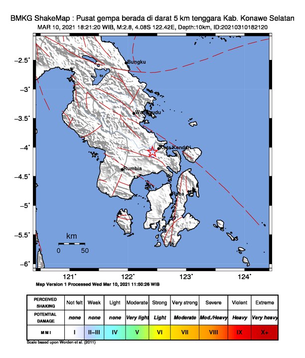 Gempa Tektonik 2.8 Skala Richter Guncang Ranomeeto Barat dan Konawe Selatan