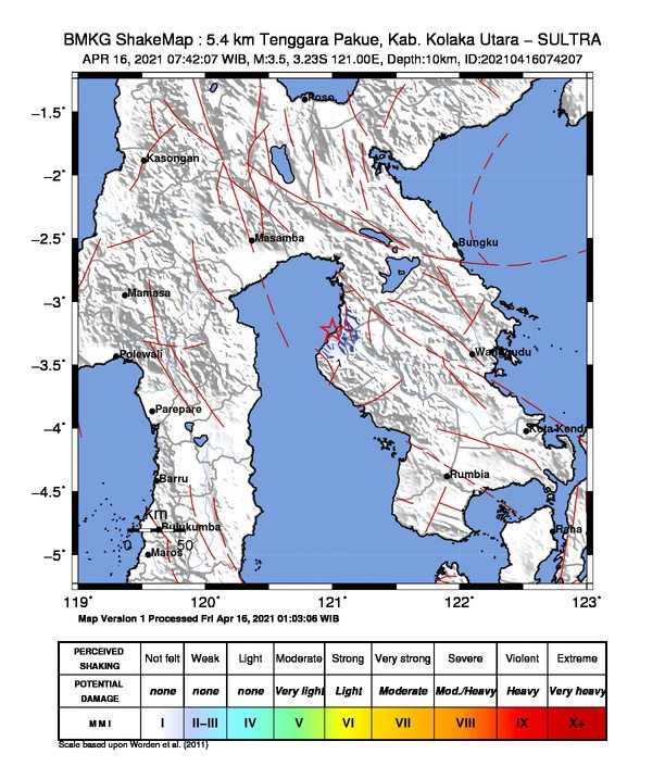 Gempa 3,5 SR Guncang Wilayah Pakue Kolaka Utara