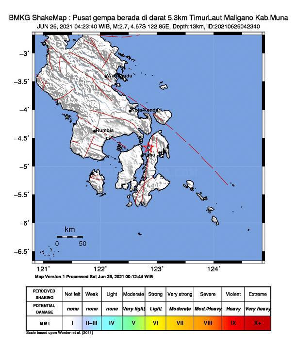 Gempa Susulan 2,7 SR Kembali Guncang Muna, Tak Berpotensi Tsunami