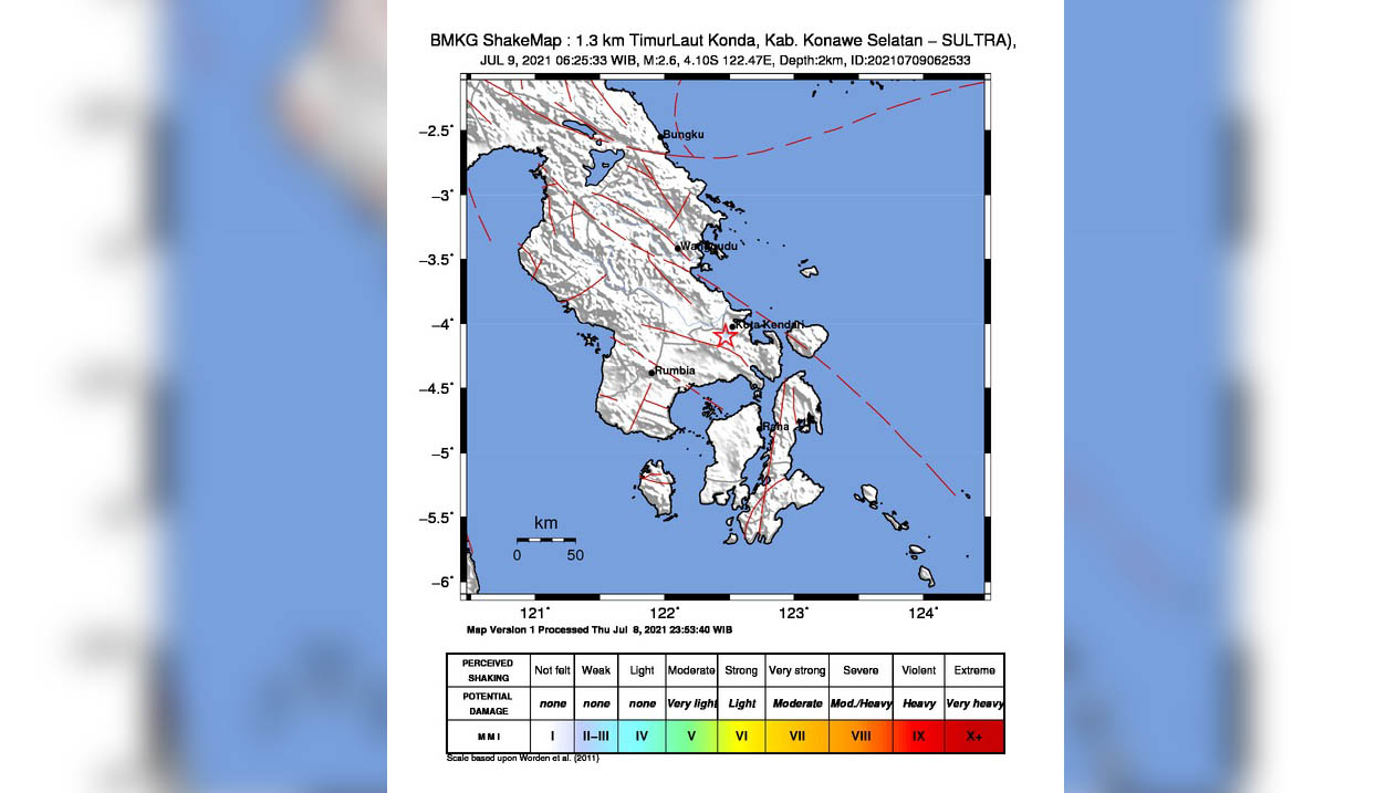 Gempa Berkekuatan 2, 6 SR Guncang Konda