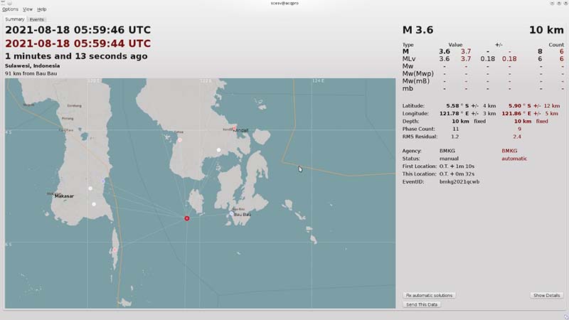 Gempa Tektonik 3,6 SR Guncang Bombana