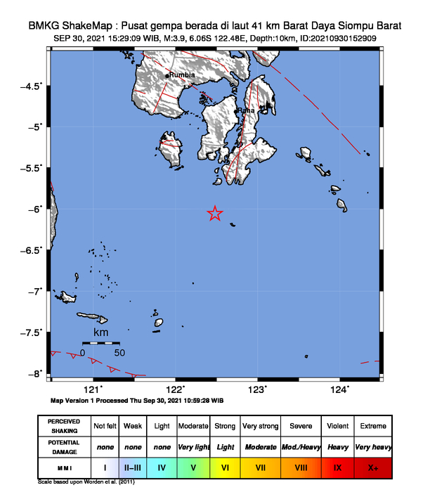 Gempa Berkekuatan 3.9 SR Guncang Busel, BMKG Kendari : Akibat Aktivitas Sesar Lokal