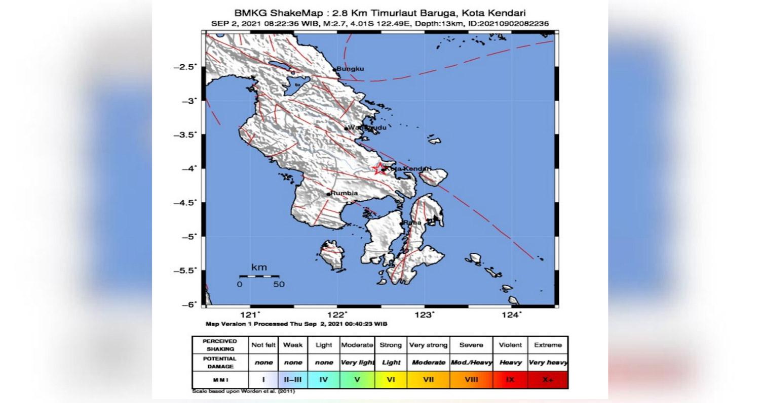 Gempa Kembali Guncang Kendari, Magnitude 2,7 SR