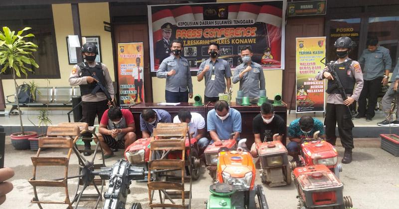 6 Tersangka Spesialis Pencurian Traktor di Konawe Dibekuk Polisi