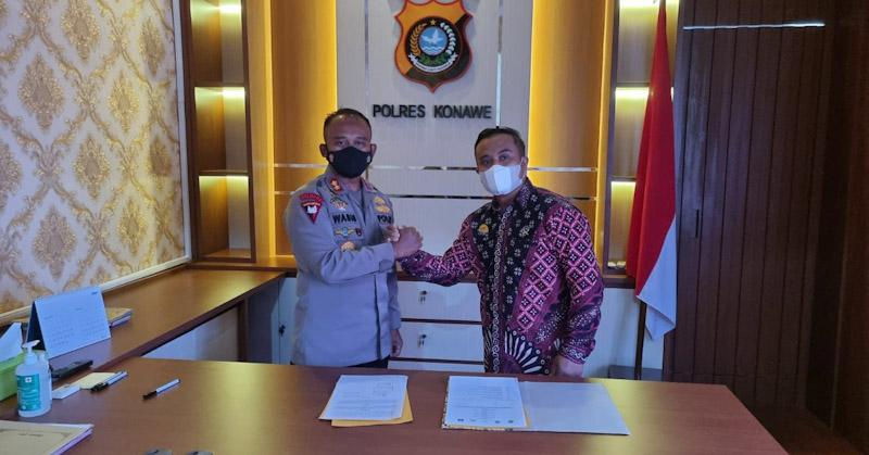 Mudahkan Pelayanan Hukum, Polres Konawe dan PN Unaaha Teken MoU E Pandu