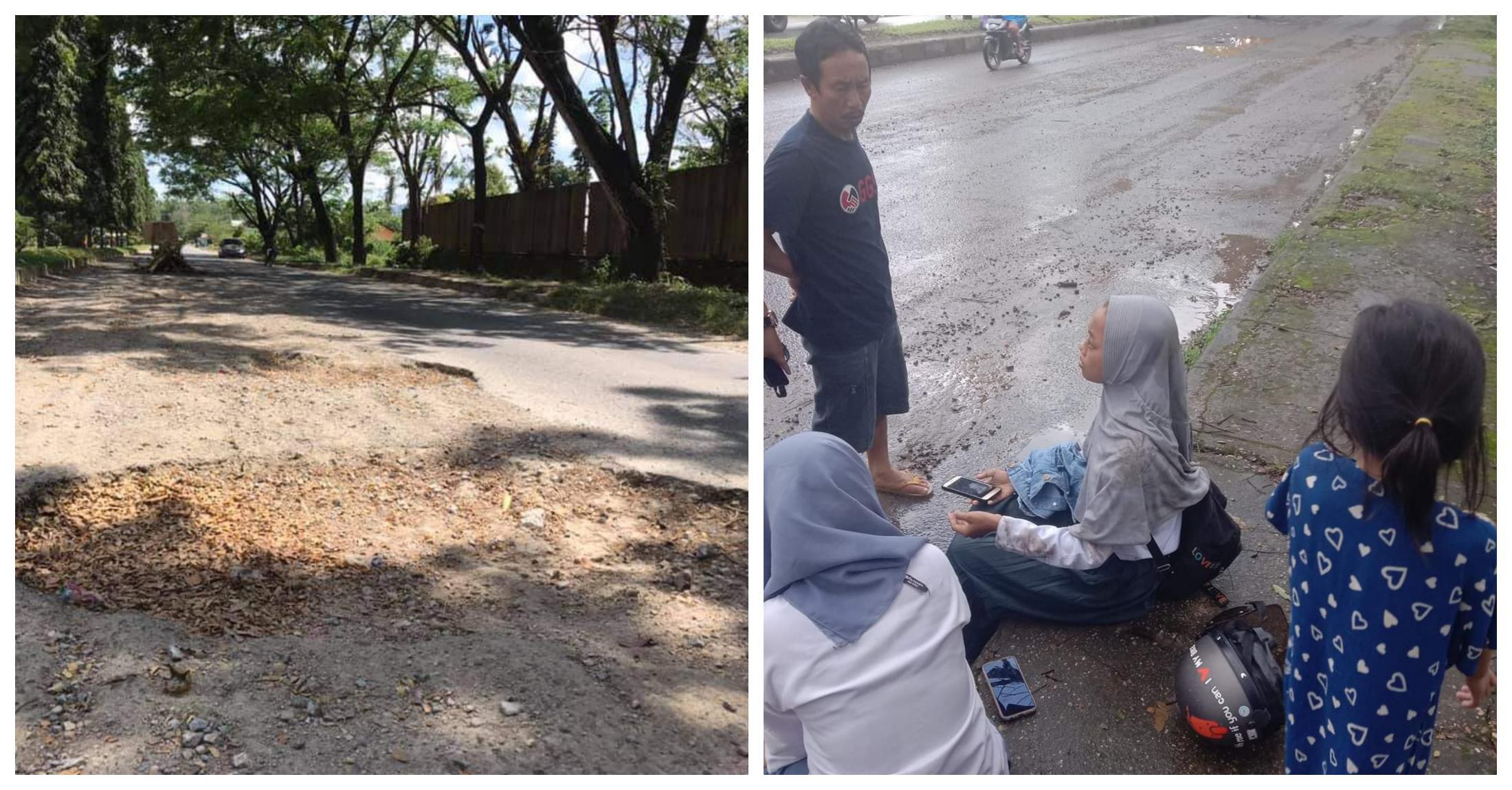 Jalan Poros Lakidende Konawe Rusak Parah, Puluhan Pengendara Alami Kecelakaan 