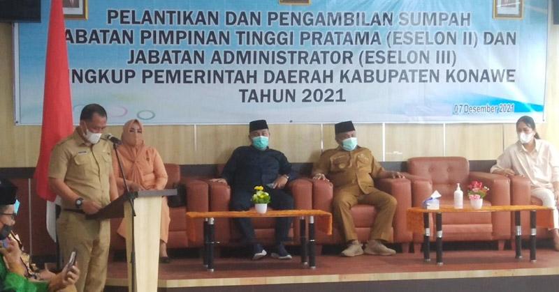 Bupati Konawe Minta 7 Pejabat yang Baru Dilantik Tunjukkan Kinerja Terbaik