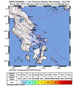 Gempa Tektonik 4,3 SR Guncang Konawe, BMKG : Sesar Lawanopo Aktif