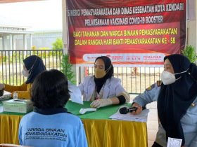 Jelang Hari Bhakti Pemasyarakataan ke 58, LPP Kendari Gelar Vaksin Booster Bagi Petugas dan Warga Binaan