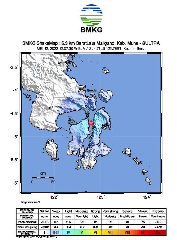 Gempa Tektonik 4, 2 SR Guncang Muna BMKG : Jenis Gempabumi Dangkal