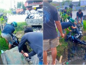 Pelajar Terobos Lampu Merah di Kendari, Satu Pengendara Jatuh di Selokan