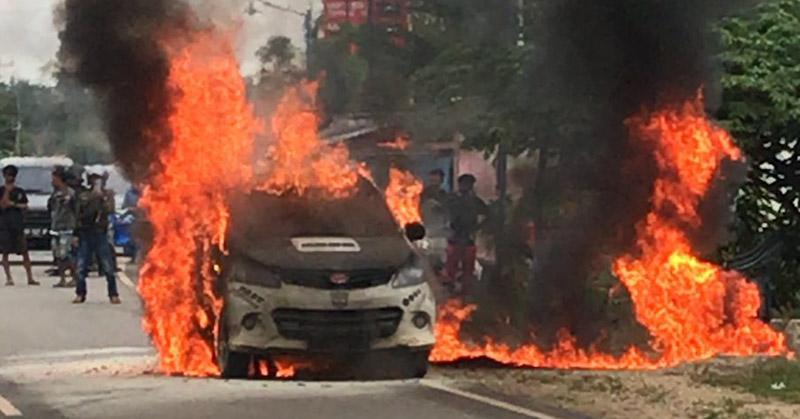 Satu Mobil di Konawe Ludes Terbakar Usai Isi Pertalite 15 Jerigen