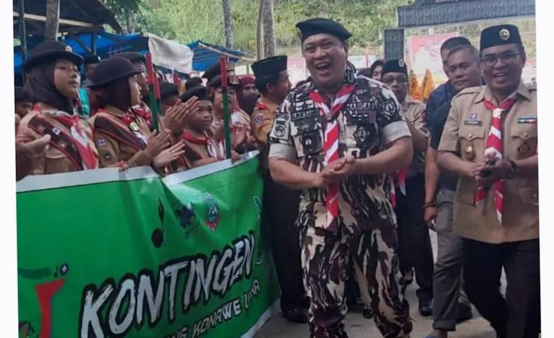 Dukung Penuh Kemajuan Pramuka di Sultra, Ruksamin Satu-Satunya Bupati Hadiri Jambore di Muna