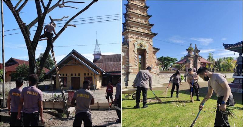 Polres Konawe Bersihkan 3 Rumah Ibadah Kokohkan Kerukunan Antar Umat Beragama