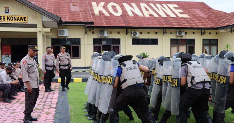 Jelang Pilkades Serentak, Polres Konawe Gelar Simulasi Pengendalian Massa