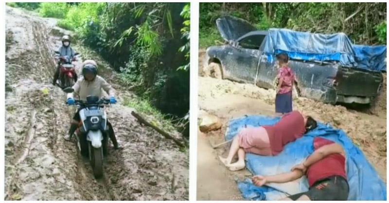 Jalan di Konawe Rusak Parah, Warga Terjebak Lumpur Hingga Tidur di Jalan