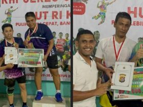 Adu Teknik Final Kapolres Cup ll Badminton, PB Bhayangkara Kerja Keras Raih Juara l Lawan PB PWI Konut
