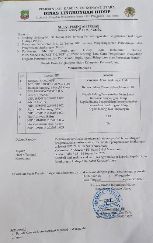 Sidak Resmi DLH Konut di PT BNN, Wakil KTT Larang Wartawan Meliput