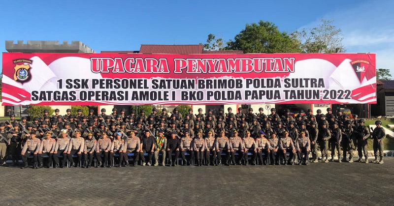 Sukses Jalankan Misi Pengamanan di Papua, Ratusan Personel Brimobda Sultra Pulang dengan Selamat
