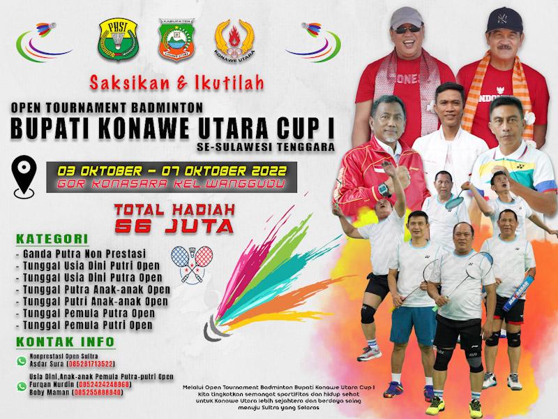 Ketua DPRD Konut Siapkan Bonus Untuk Turnament Badminton Bupati Konut Cup l Se-Sultra