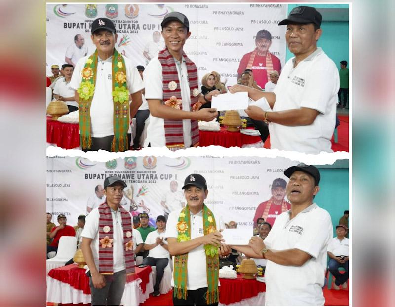 Ketua DPRD Konut Dan Ketua KONI Beri Bantuan Dana Invent Badminton Bupati Konut Cup l Se-Sultra