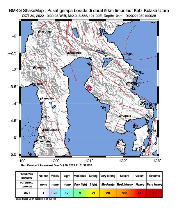 Gempa Bumi 2,9 SR Guncang Lambai Kolut, BMKG : Akibat Aktivitas Sesar Lokal 
