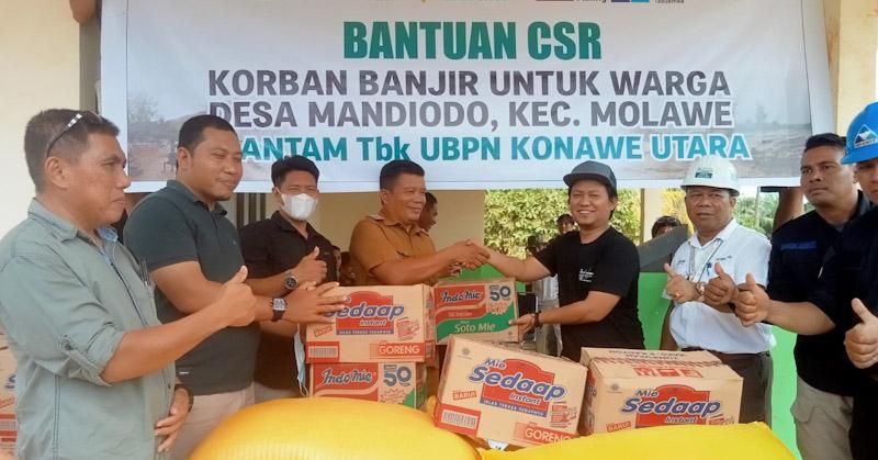 Bukti Kepedulian, PT LAM, Antam, Dan KSO MTT Salurkan Bantuan Kepada Warga Terdampak Banjir di Konut