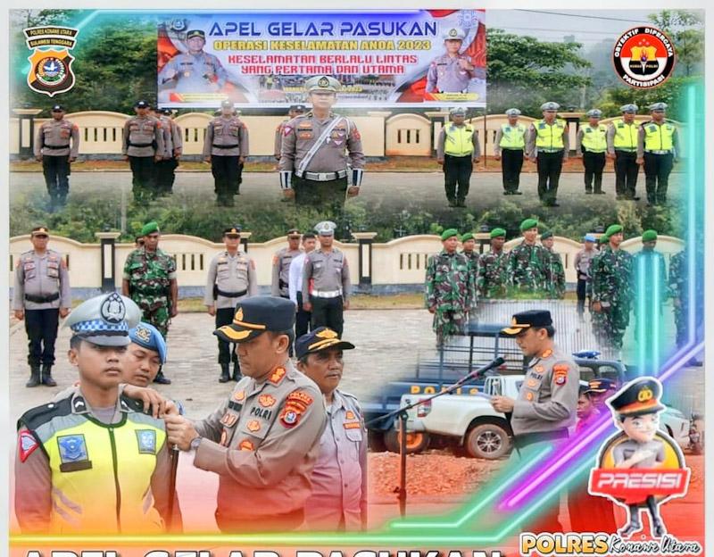 Kapolres Konut Pimpin Apel Gelar Pasukan Operasi Keselamatan Anoa 2023.