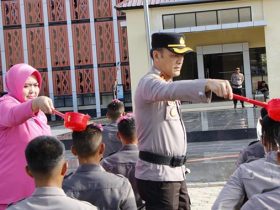 Mandi Kembang Sambut Kedatangan Para Bintara Baru Polres Konut