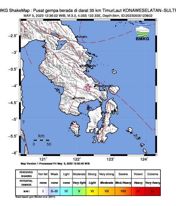 Gempa Tektonik 3,0 SR Guncang Konawe Selatan