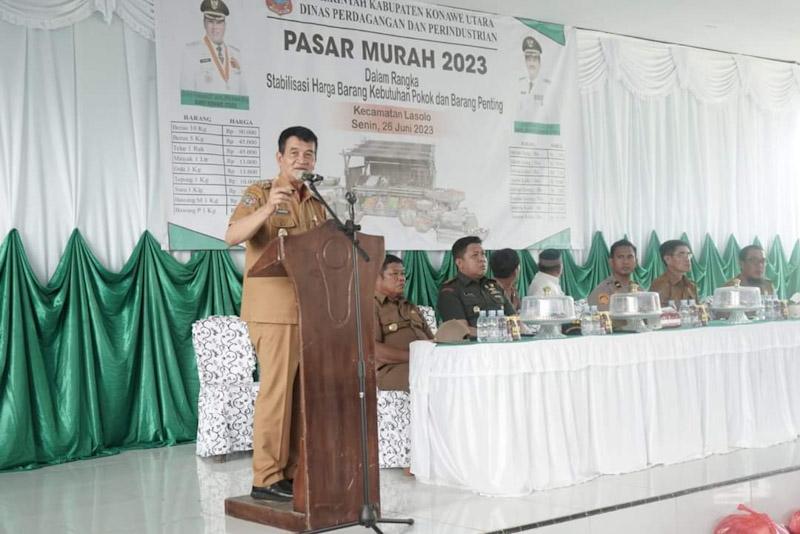 Wakili Bupati, Wabub Konut Bersama Dandim 1430 Resmikan Pembukaan Pasar Murah, Salah Satu Program KIS