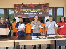 Kapolres Konut saat memimpin pengungkapan kasus bersama jajaran Sat Reskrim Polres Konut