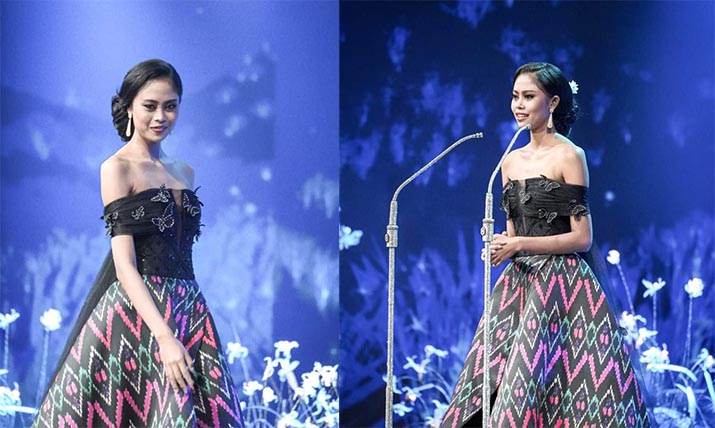 Pemenang Miss Mega Bintang Indonesia 2023 Gunakan Gaun Motif Sorume Khas Kolaka Timur