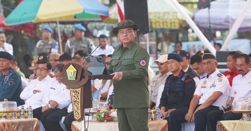 Pj Gubernur Sultra Pimpin Langsung Apel Peringatan PRB Tahun 2023