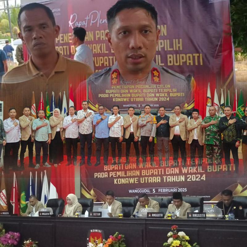 Kondusif dan Lancar, Polres Konut Sukses Kawal Rapat Pleno Terbuka KPU Dan Paripurna Penetapan Bupati dan Wakil Konut 2025