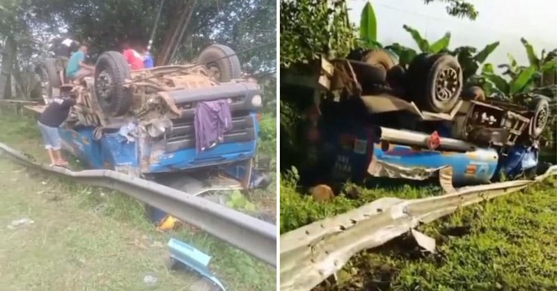 Truk Bermuatan BBM Terbalik di Jalan Poros Kendari-Unaaha, 2 Orang Alami Luka-Luka