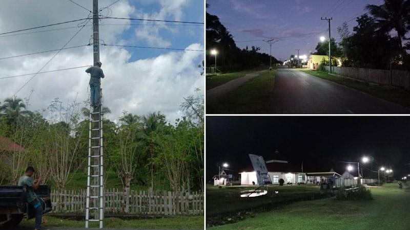 Demi Keamanan Dan Kenyamanan Masyarakat, Pemdes Lemoambo Pasang 75 Titik Lampu Penerangan Jalan Umum