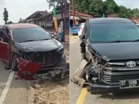 Dua Mobil Adu Kuat di Tikungan Menurun Poros Kendari–Unaaha, Polisi: Innova Melebar Jalur