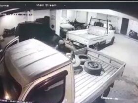 Aksi Pencurian Ban Mobil di Basemen Hotel Terekam CCTV, Pelaku Kabur Naik Pickup Putih