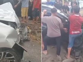 Dua Mobil Ringsek Parah di Perempatan Tojabi Kolut: Toyota Avanza Hantam Sigra Hitam di Tengah Lampu Merah