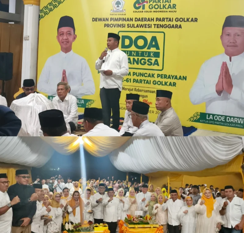 Golkar Sultra Peringati HUT ke-61 dengan Doa Bersama, Darwin Tegaskan Target Menang di Pilkada dan Pileg 2029