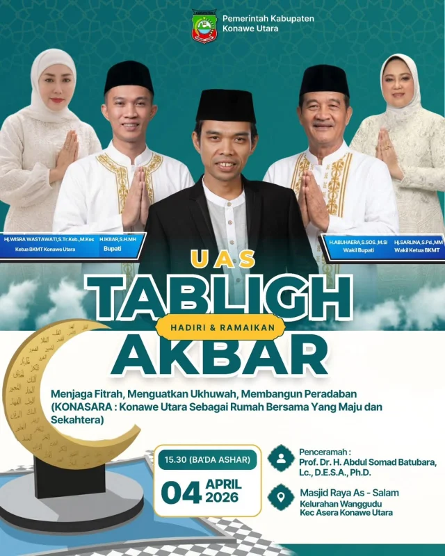 Pemkab Konawe Utara Akan Gelar Tabligh Akbar Bersama Dai Kondang, Ustadz Abdul Somad