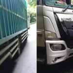 Adu Banteng Dua Truk di Pendakian Tamborasi, Bagian Depan Ringsek Parah!
