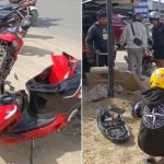 ‎Kecelakaan di Jalan Poros Wolo, Motor Hancur Terlindas Mobil