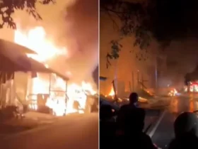Tabrakan Beruntun Terdorong 13 Meter Hingga Hanguskan Kios Pertalite di Jalan Poros Kolaka